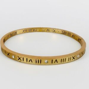 18K Gold Plated Cubic Zirconia Bangle Bracelet Titanium womens jewelry